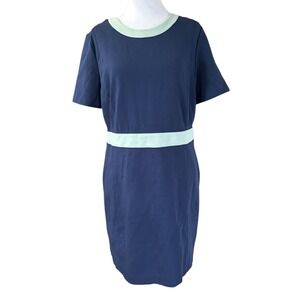 Tory Burch Color Block Ponte Dress Navy/Green SZ XL Pockets